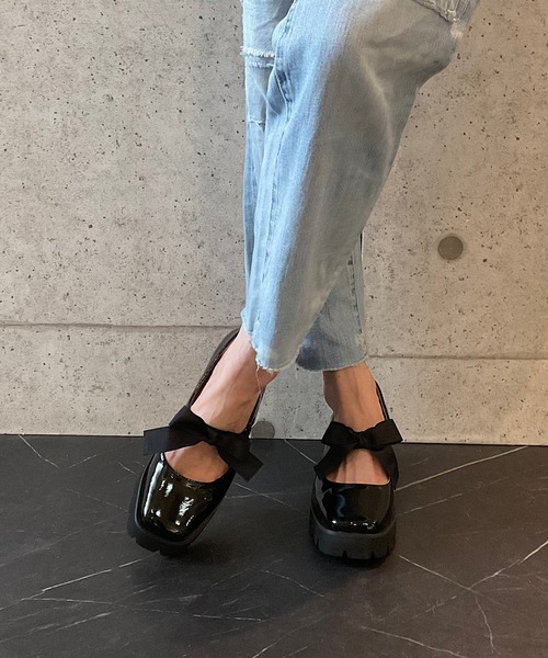 ALL BLACK(オールブラック)の「【本革/軽量/275g/太ヒール/6cm】リボンパンプス(パンプス・レディース・シルバー/ブラック・37/35/38/39)」の16枚目の写真