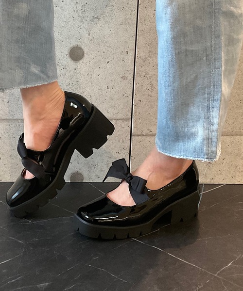 ALL BLACK(オールブラック)の「【本革/軽量/275g/太ヒール/6cm】リボンパンプス(パンプス・レディース・シルバー/ブラック・37/35/38/39)」の20枚目の写真
