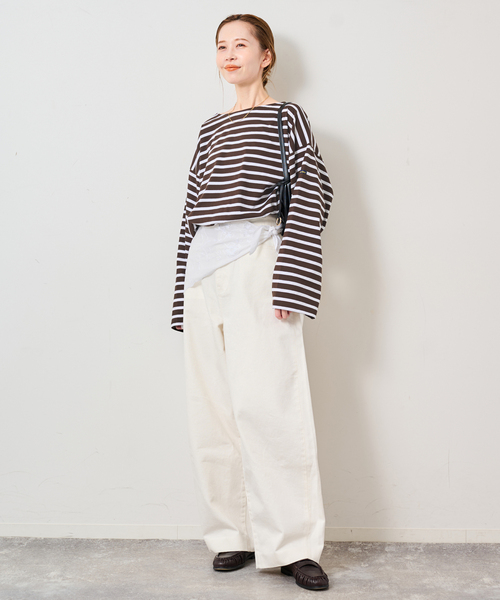 Le Minor（ルミノア）の「《追加》LE MINOR/ルミノア SLOBE別注 ビッグボーダロンTEE（Tシャツ/カットソー・レディース・ボルドー/ピンク/ブラウン・FREE）」の10枚目の写真