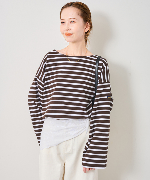 Le Minor（ルミノア）の「《追加》LE MINOR/ルミノア SLOBE別注 ビッグボーダロンTEE（Tシャツ/カットソー・レディース・ボルドー/ピンク/ブラウン・FREE）」の11枚目の写真