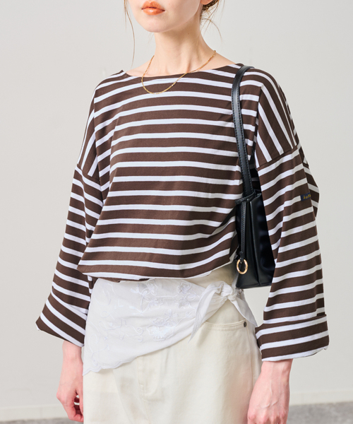 Le Minor（ルミノア）の「《追加》LE MINOR/ルミノア SLOBE別注 ビッグボーダロンTEE（Tシャツ/カットソー・レディース・ボルドー/ピンク/ブラウン・FREE）」の15枚目の写真