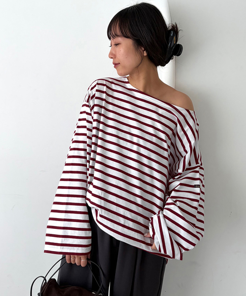 Le Minor(ルミノア)の「《追加》LE MINOR/ルミノア SLOBE別注 ビッグボーダロンTEE(Tシャツ/カットソー・レディース・ボルドー/ピンク/ブラウン・FREE)」の11枚目の写真