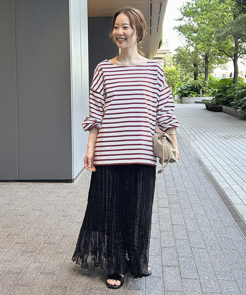Le Minor(ルミノア)の「《追加》LE MINOR/ルミノア SLOBE別注 ビッグボーダロンTEE(Tシャツ/カットソー・レディース・ボルドー/ピンク/ブラウン・FREE)」の13枚目の写真