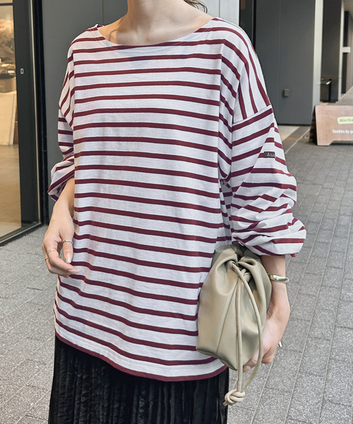 Le Minor(ルミノア)の「《追加》LE MINOR/ルミノア SLOBE別注 ビッグボーダロンTEE(Tシャツ/カットソー・レディース・ボルドー/ピンク/ブラウン・FREE)」の16枚目の写真