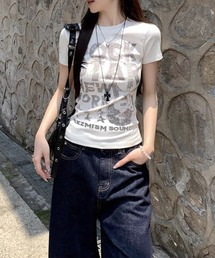 【 MEMECLE / メメクル 】レタリングプリント パンクTシャツ
