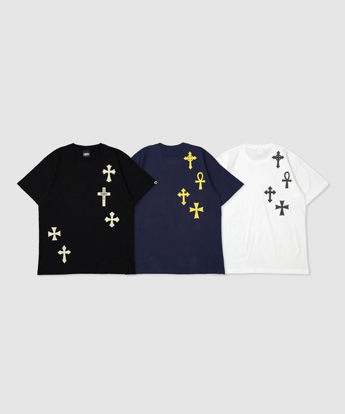 EXAMPLE(エグザンプル)の「EXAMPLE 9CROSS S/S TEE(Tシャツ/カットソー・メンズ・インディゴブルー/ホワイト/ブラック・XXL/XL/L/M)」の5枚目の写真