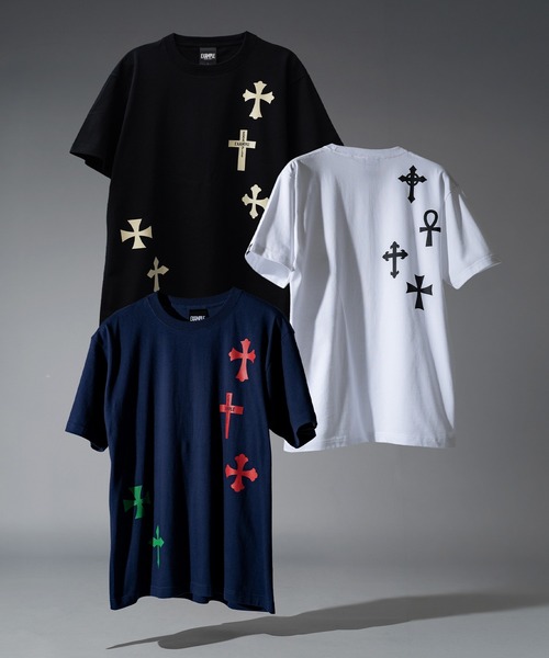 EXAMPLE(エグザンプル)の「EXAMPLE 9CROSS S/S TEE(Tシャツ/カットソー・メンズ・インディゴブルー/ホワイト/ブラック・XXL/XL/L/M)」の4枚目の写真