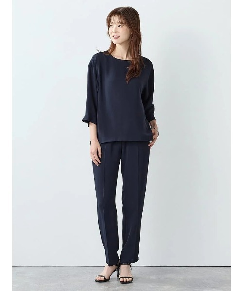 Perfect Suit FActory(パーフェクトスーツファクトリー)の「《セットアップ可能!》サラッと着られる袖フレアートップス(Tシャツ/カットソー・レディース・ネイビー/ブラウン・M/S/L)」の6枚目の写真