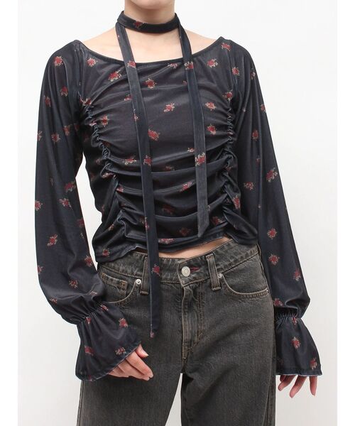 jouetie(ジュエティ)の「パターンシアーベロアトップス(Tシャツ/カットソー・レディース・ブラック/ブラウン/オフホワイト・FREE)」の11枚目の写真