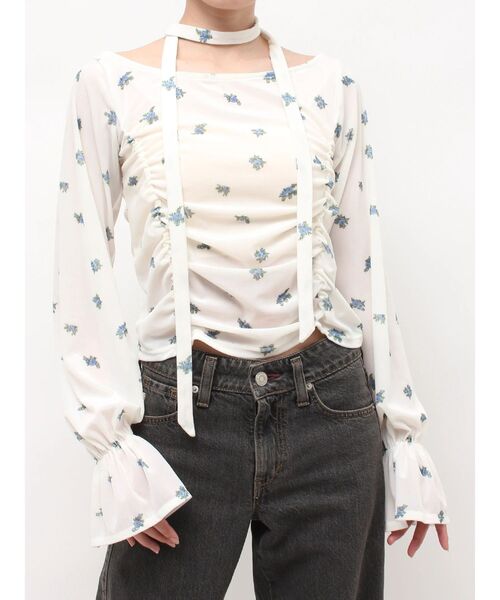 jouetie(ジュエティ)の「パターンシアーベロアトップス(Tシャツ/カットソー・レディース・ブラック/ブラウン/オフホワイト・FREE)」の5枚目の写真