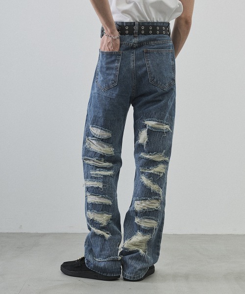 Shoowtime(ショウタイム)の「Vintage Wash Patchwork Straight Denim Pants / ヴィンテージウォッシュ パッチワークストレートデニムパンツ(デニムパンツ・メンズ・ライトブルー・LARGE/MEDIUM/X-LARGE)」の11枚目の写真