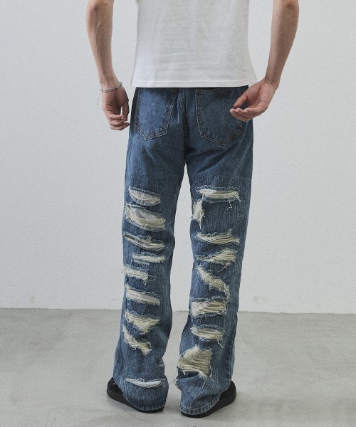 Shoowtime(ショウタイム)の「Vintage Wash Patchwork Straight Denim Pants / ヴィンテージウォッシュ パッチワークストレートデニムパンツ(デニムパンツ・メンズ・ライトブルー・LARGE/MEDIUM/X-LARGE)」の20枚目の写真