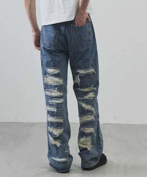 Shoowtime(ショウタイム)の「Vintage Wash Patchwork Straight Denim Pants / ヴィンテージウォッシュ パッチワークストレートデニムパンツ(デニムパンツ・メンズ・ライトブルー・LARGE/MEDIUM/X-LARGE)」の21枚目の写真