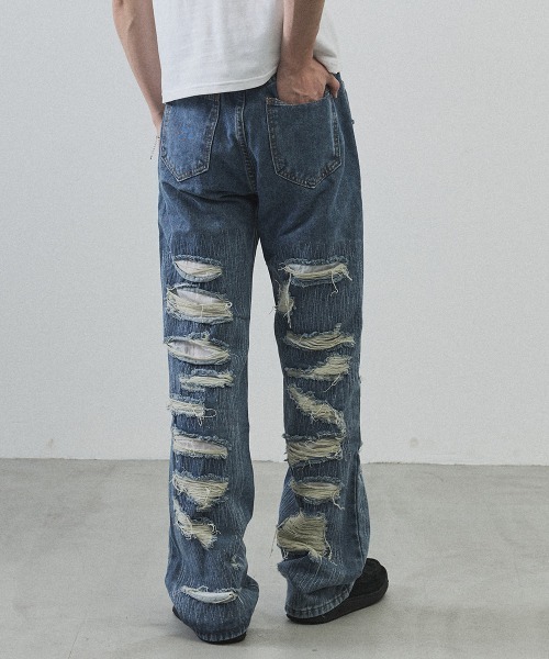 Shoowtime(ショウタイム)の「Vintage Wash Patchwork Straight Denim Pants / ヴィンテージウォッシュ パッチワークストレートデニムパンツ(デニムパンツ・メンズ・ライトブルー・LARGE/MEDIUM/X-LARGE)」の22枚目の写真