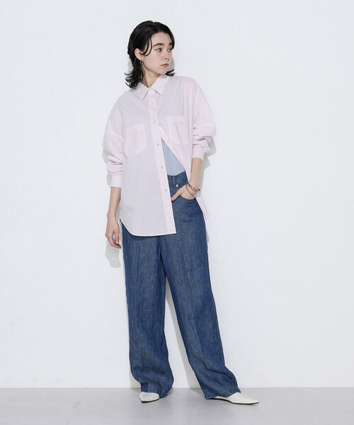 COMME CA Wardrobe(コムサワードローブ)の「〔 +サイズ 〕 ソフトコットンローン シャツ(シャツ/ブラウス・レディース・イエロー/ミント/ピンク・13号)」の5枚目の写真