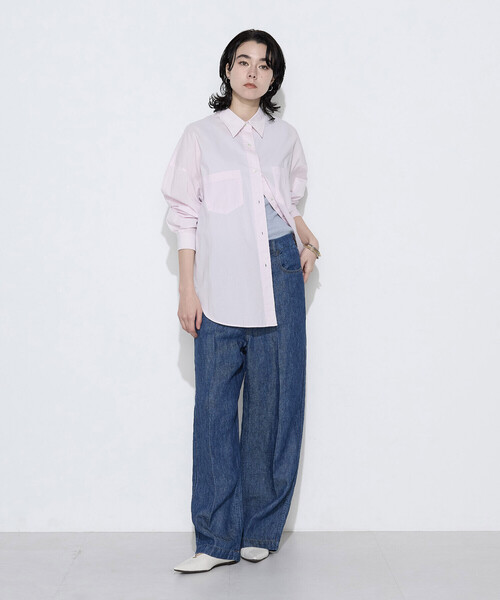COMME CA Wardrobe(コムサワードローブ)の「〔 +サイズ 〕 ソフトコットンローン シャツ(シャツ/ブラウス・レディース・イエロー/ミント/ピンク・13号)」の6枚目の写真