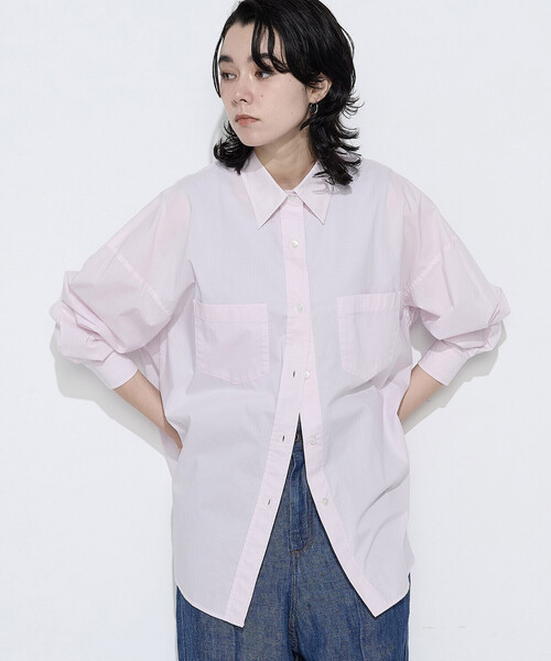 COMME CA Wardrobe(コムサワードローブ)の「〔 +サイズ 〕 ソフトコットンローン シャツ(シャツ/ブラウス・レディース・イエロー/ミント/ピンク・13号)」の4枚目の写真