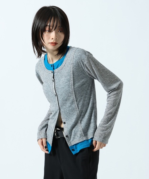 PAGEBOY(ページボーイ)の「レイヤードライクカットカーディガン(カーディガン/ボレロ・レディース・ターコイズブルー/ブラック/グレー・FREE)」の2枚目の写真