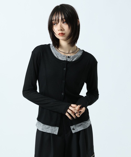 PAGEBOY(ページボーイ)の「レイヤードライクカットカーディガン(カーディガン/ボレロ・レディース・ターコイズブルー/ブラック/グレー・FREE)」の1枚目の写真
