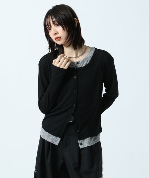 PAGEBOY(ページボーイ)の「レイヤードライクカットカーディガン(カーディガン/ボレロ・レディース・ターコイズブルー/ブラック/グレー・FREE)」の6枚目の写真