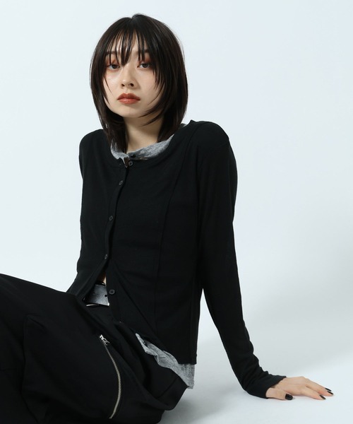 PAGEBOY(ページボーイ)の「レイヤードライクカットカーディガン(カーディガン/ボレロ・レディース・ターコイズブルー/ブラック/グレー・FREE)」の7枚目の写真