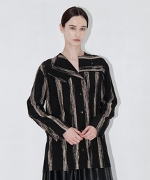 【AKIRANAKA/アキラナカ】Stitch stripe shirt BK