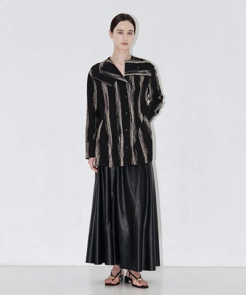 AKIRANAKA(アキラナカ)の「【AKIRANAKA/アキラナカ】Stitch stripe shirt BK(シャツ/ブラウス・レディース・ブラック・1)」の9枚目の写真