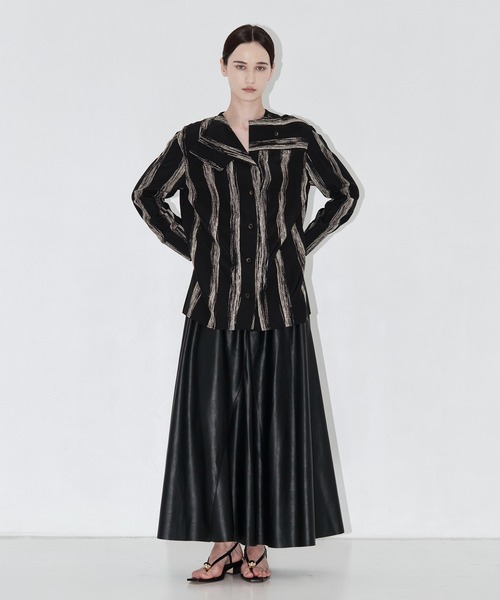 AKIRANAKA(アキラナカ)の「【AKIRANAKA/アキラナカ】Stitch stripe shirt BK(シャツ/ブラウス・レディース・ブラック・1)」の8枚目の写真