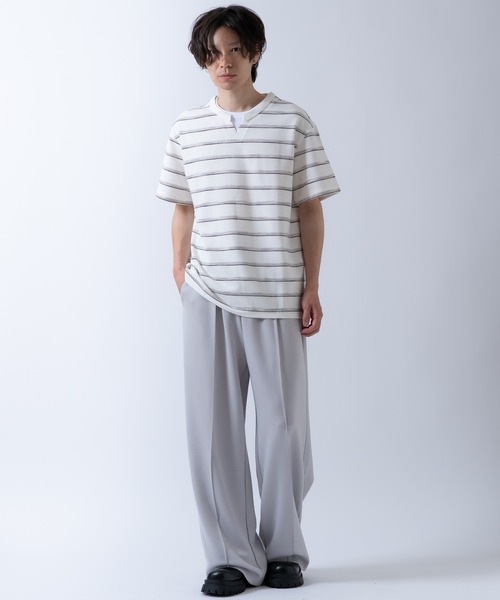 Crownor(クラウノアー)の「フェイクレイヤード ボーダーカットソー(Tシャツ/カットソー・メンズ・ブラック/ホワイト・MEDIUM/LARGE)」の10枚目の写真