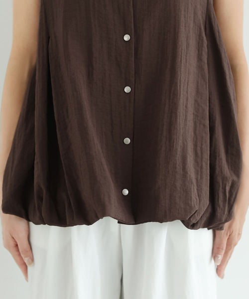 STYLE DELI(スタイルデリ)の「【selection】シボ入り裾タックバルーンジレ型tops(ベスト・レディース・ホワイト/ブラウン・FREE)」の14枚目の写真
