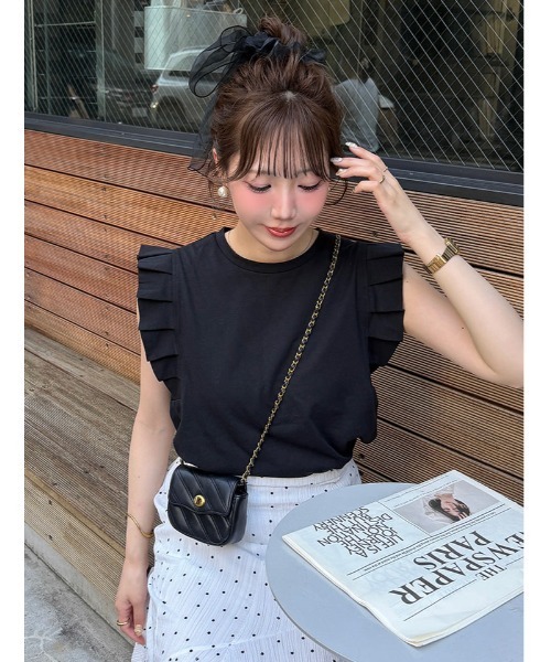 fifth（フィフス）の「【とらまめセレクト】プリーツスリーブカットソー（Tシャツ/カットソー・レディース・ブラック/ホワイト/グレイッシュベージュ・M）」の3枚目の写真