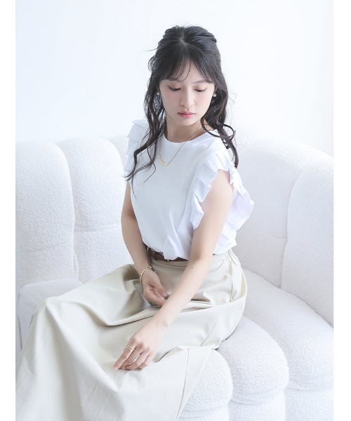 fifth（フィフス）の「【とらまめセレクト】プリーツスリーブカットソー（Tシャツ/カットソー・レディース・ブラック/ホワイト/グレイッシュベージュ・M）」の7枚目の写真