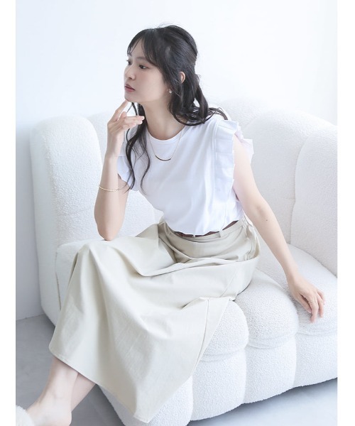 fifth（フィフス）の「【とらまめセレクト】プリーツスリーブカットソー（Tシャツ/カットソー・レディース・ブラック/ホワイト/グレイッシュベージュ・M）」の8枚目の写真