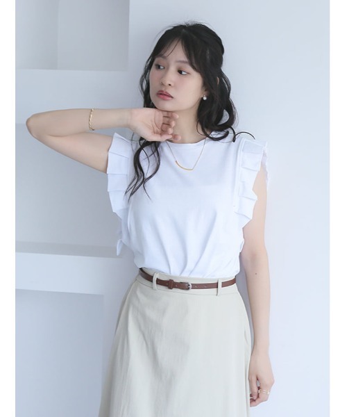 fifth（フィフス）の「【とらまめセレクト】プリーツスリーブカットソー（Tシャツ/カットソー・レディース・ブラック/ホワイト/グレイッシュベージュ・M）」の9枚目の写真