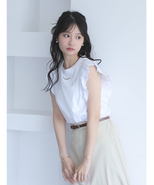 fifth（フィフス）の「【とらまめセレクト】プリーツスリーブカットソー（Tシャツ/カットソー・レディース・ブラック/ホワイト/グレイッシュベージュ・M）」の10枚目の写真