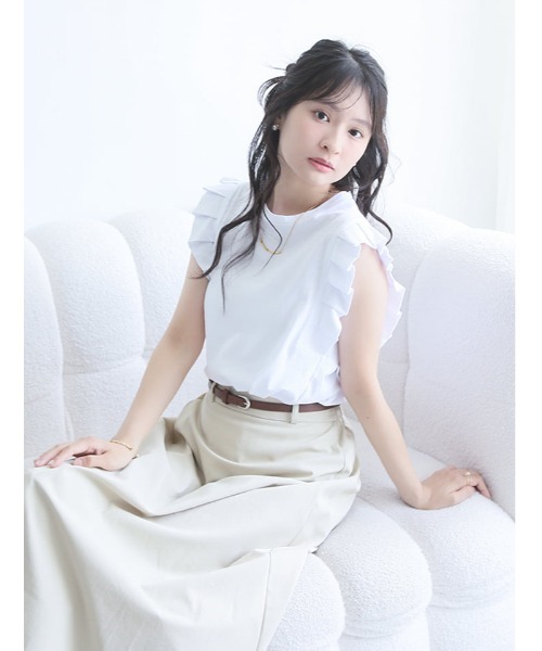 fifth（フィフス）の「【とらまめセレクト】プリーツスリーブカットソー（Tシャツ/カットソー・レディース・ブラック/ホワイト/グレイッシュベージュ・M）」の16枚目の写真