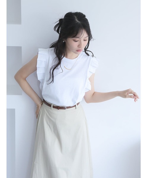 fifth（フィフス）の「【とらまめセレクト】プリーツスリーブカットソー（Tシャツ/カットソー・レディース・ブラック/ホワイト/グレイッシュベージュ・M）」の18枚目の写真