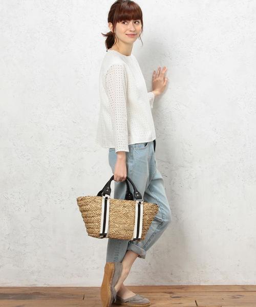 green label relaxing(グリーンレーベルリラクシング)の「CB レジメンテープキリカエカゴバッグ(かごバッグ・レディース・ブラック/ベージュ/ネイビー・FREE)」の21枚目の写真