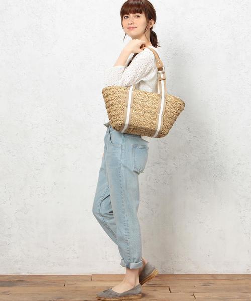green label relaxing(グリーンレーベルリラクシング)の「CB レジメンテープキリカエカゴバッグ(かごバッグ・レディース・ブラック/ベージュ/ネイビー・FREE)」の14枚目の写真
