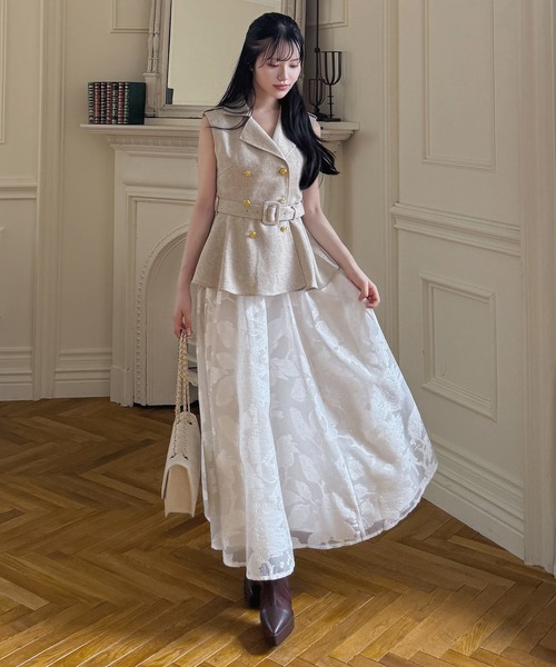 ROYAL PARTY（ロイヤルパーティー）の「サマーツイードテーラーノースリーブトップス（その他トップス・レディース・ベージュ/ブラック/グレー・FREE）」の8枚目の写真