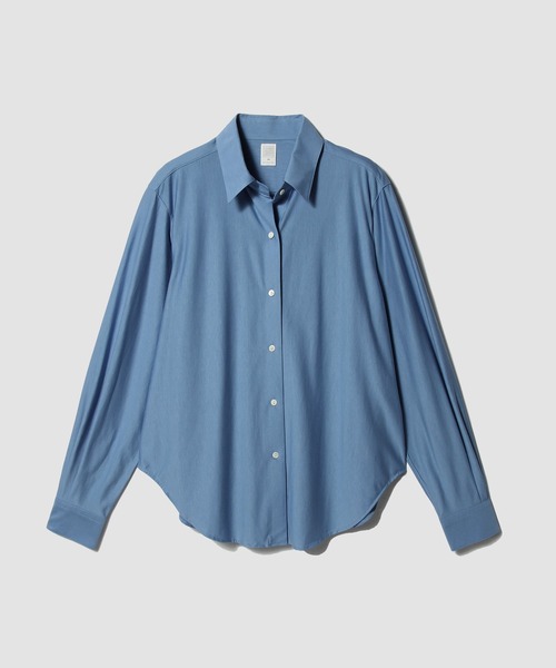 ESTNATION(エストネーション)の「GOOD PEOPLE GOOD STITCHING GOOD PRODUCT for ESTNATION / シルクコットン スーパーハイゲージシャツ(シャツ/ブラウス・レディース・ライトブルー/アイボリー・FREE)」の2枚目の写真