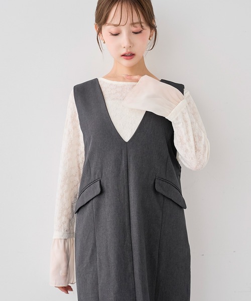 mil(ミル)の「花柄 シアージャガード フレアスリーブトップス / 長袖【588207】(Tシャツ/カットソー・レディース・オフホワイト/ブラック・XS/S)」の9枚目の写真
