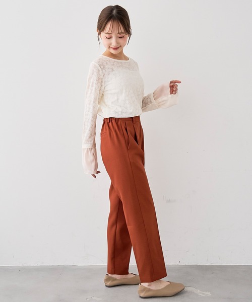 mil(ミル)の「花柄 シアージャガード フレアスリーブトップス / 長袖【588207】(Tシャツ/カットソー・レディース・オフホワイト/ブラック・XS/S)」の6枚目の写真