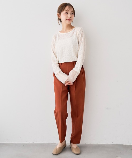 mil(ミル)の「花柄 シアージャガード フレアスリーブトップス / 長袖【588207】(Tシャツ/カットソー・レディース・オフホワイト/ブラック・XS/S)」の3枚目の写真