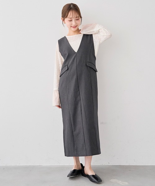 mil(ミル)の「花柄 シアージャガード フレアスリーブトップス / 長袖【588207】(Tシャツ/カットソー・レディース・オフホワイト/ブラック・XS/S)」の8枚目の写真