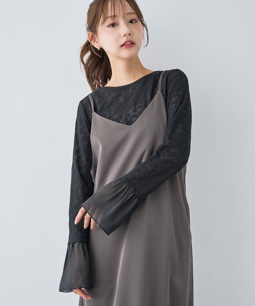 mil(ミル)の「花柄 シアージャガード フレアスリーブトップス / 長袖【588207】(Tシャツ/カットソー・レディース・オフホワイト/ブラック・XS/S)」の19枚目の写真