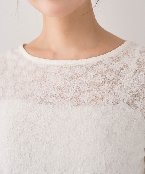 mil(ミル)の「花柄 シアージャガード フレアスリーブトップス / 長袖【588207】(Tシャツ/カットソー・レディース・オフホワイト/ブラック・XS/S)」の22枚目の写真