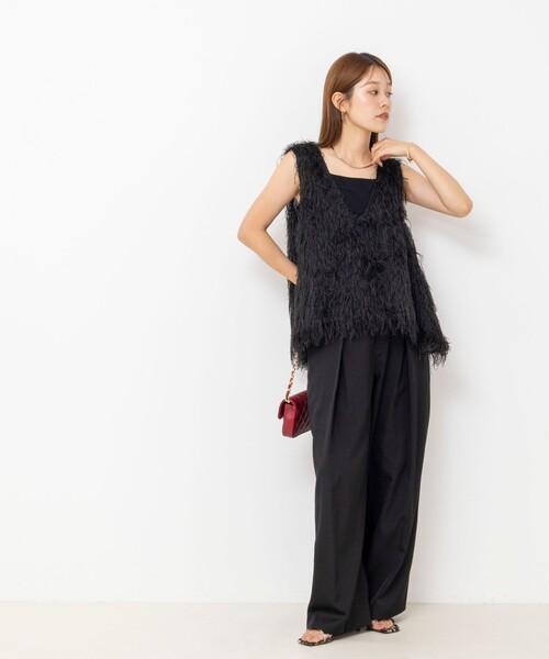 NOLLEY’S(ノーリーズ)の「【WEB限定】ウォッシャブルシアーフェザータンク(シャツ/ブラウス・レディース・ブラック/オフホワイト・FREE)」の22枚目の写真