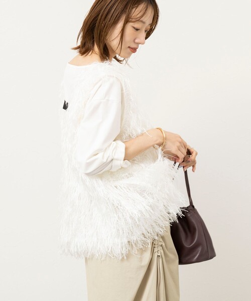 NOLLEY’S(ノーリーズ)の「【WEB限定】ウォッシャブルシアーフェザータンク(シャツ/ブラウス・レディース・ブラック/オフホワイト・FREE)」の8枚目の写真