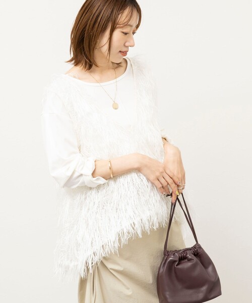 NOLLEY’S(ノーリーズ)の「【WEB限定】ウォッシャブルシアーフェザータンク(シャツ/ブラウス・レディース・ブラック/オフホワイト・FREE)」の9枚目の写真